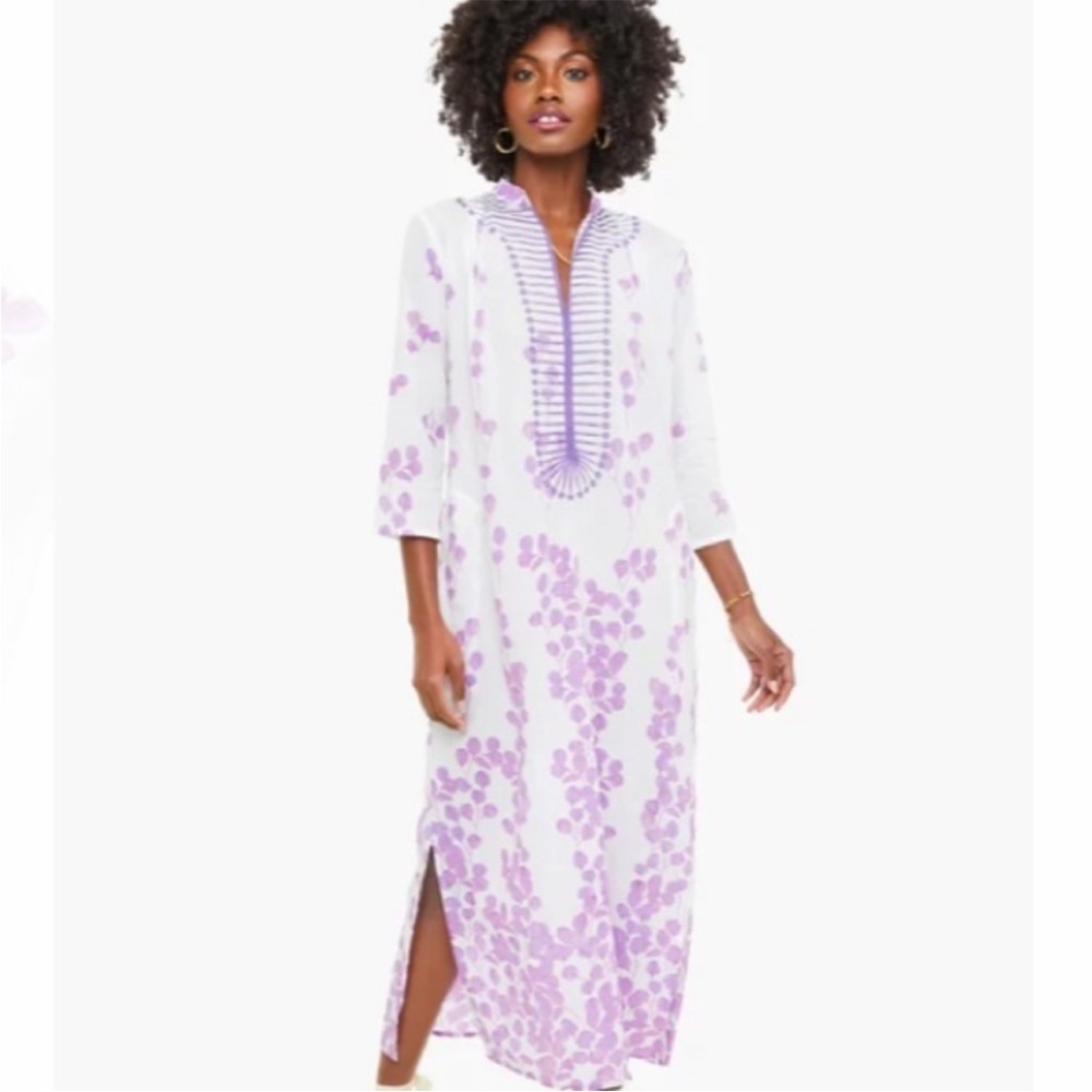 Ros Garden Exclusive Lavender Clorinda Long Kaftan